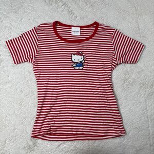 Vintage 90s Sanrio Hello Kitty Red Stripe Baby Tee Y2K Mallcore Top